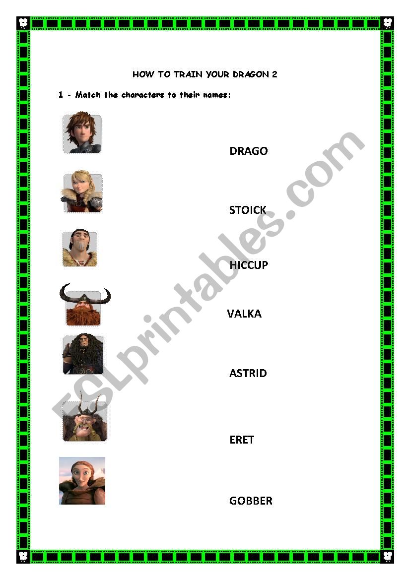 How to train your dragon 2 worksheet