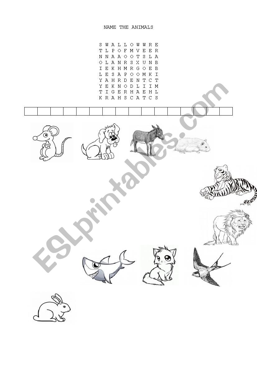 Name the Animals worksheet