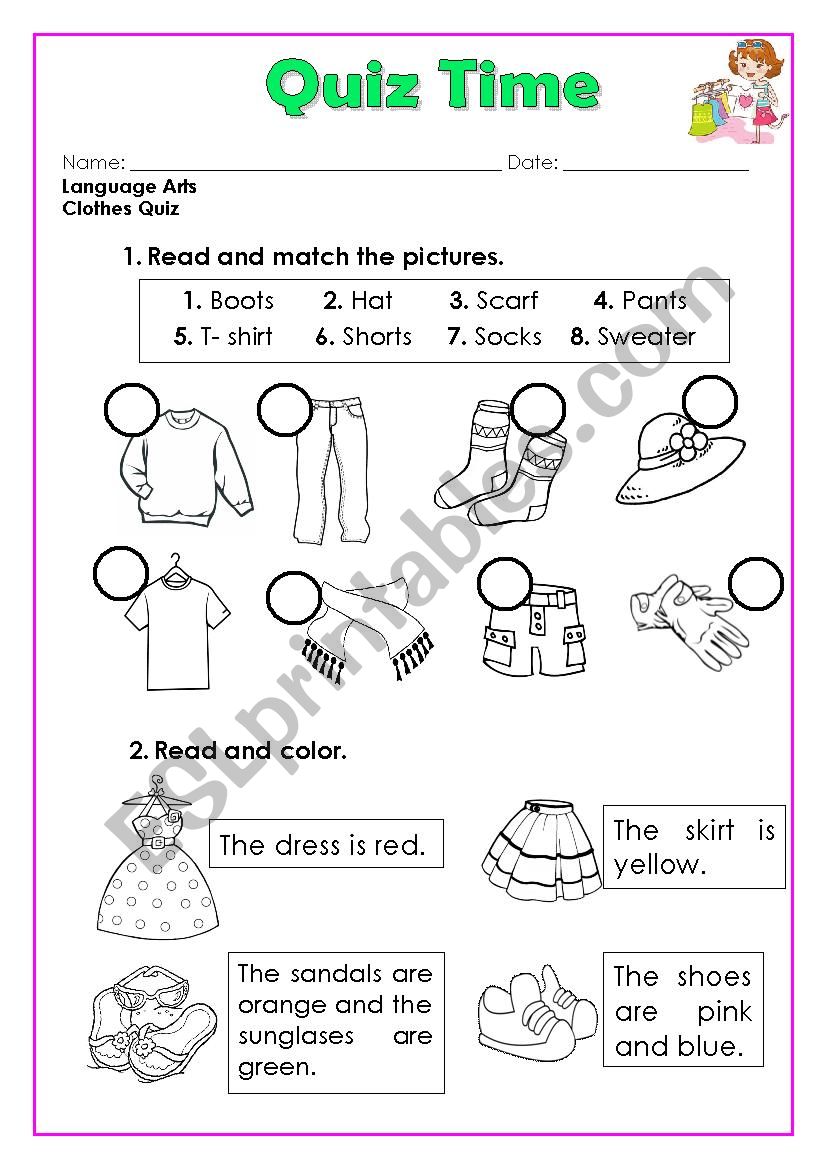 Clothes worksheet