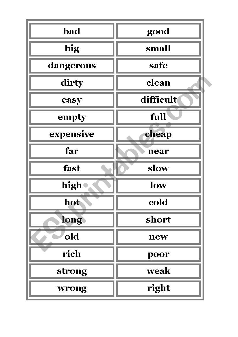 Opposite adjectives  worksheet