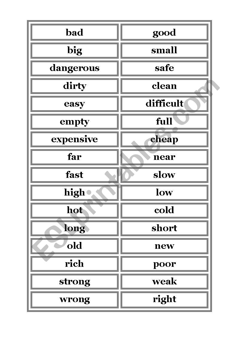 Opposite adjectives  worksheet