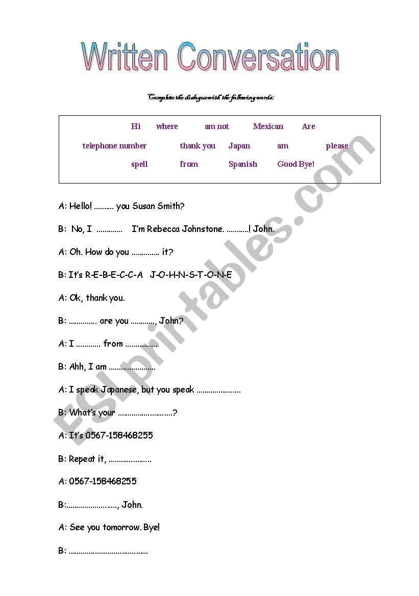 An elementary dialogue - Personal Questions - Simple Present