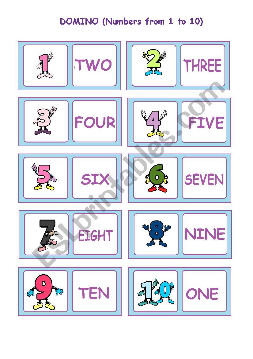 Numbers domino worksheet