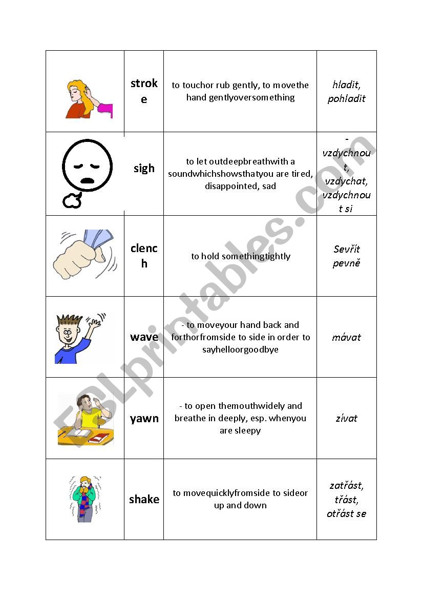 Body language MEMORY GAME (+CZ)