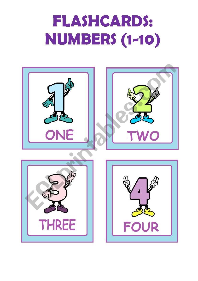 Numbers flashcards worksheet
