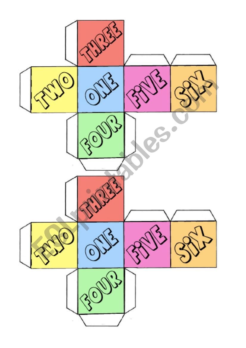 Dice and Tokens templates worksheet