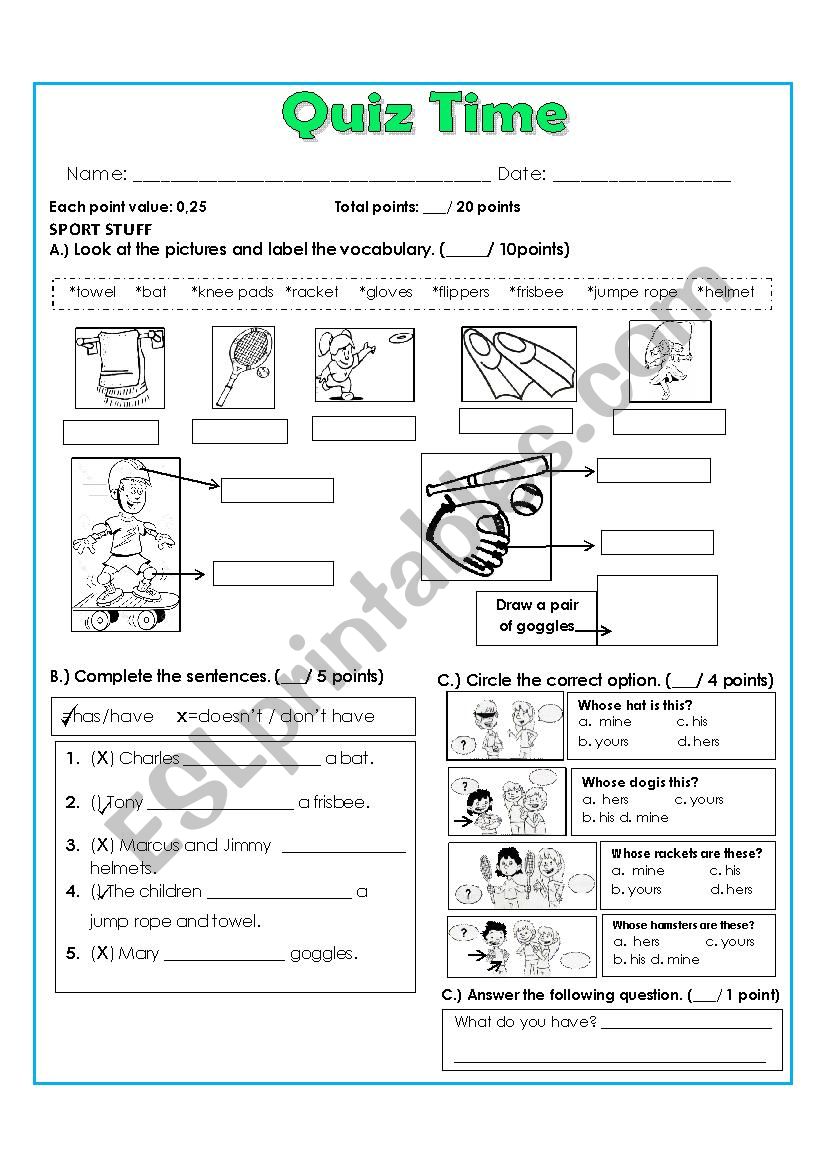 HAVE AND HAS worksheet