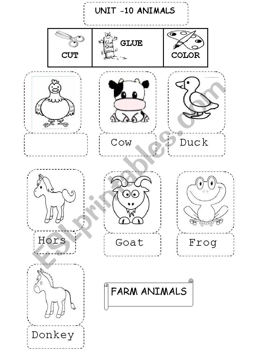 farm animals- wild animals worksheet