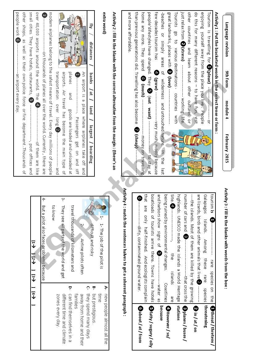 tourism and airports worksheet