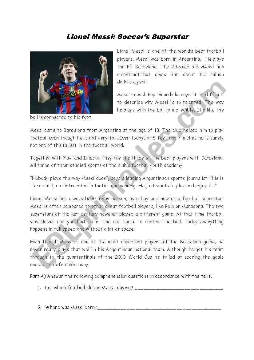 Lionel Messi  worksheet