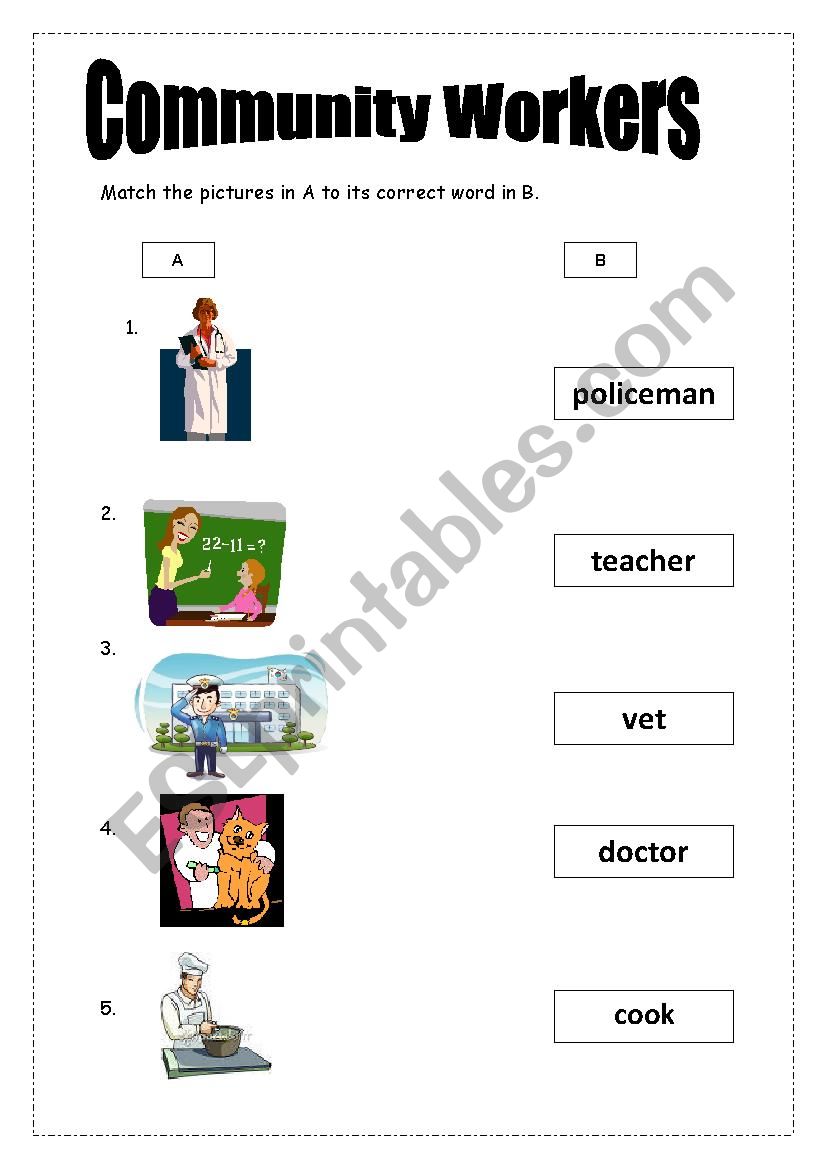 Community Workers worksheet