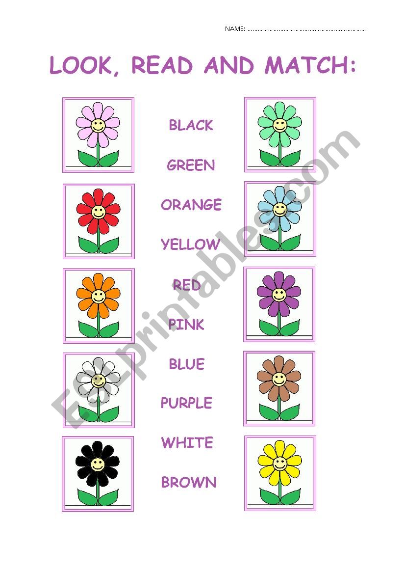 Matching colours. worksheet