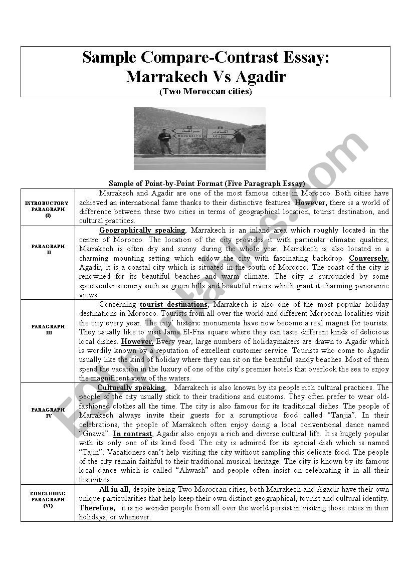 Sample Compare-Contrast Essay:   Marrakech Vs Agadir 