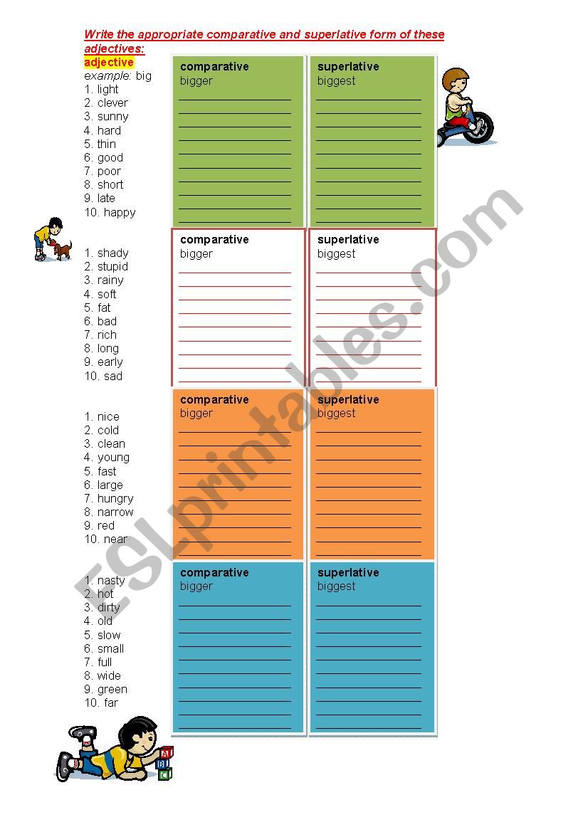 Comparison worksheet