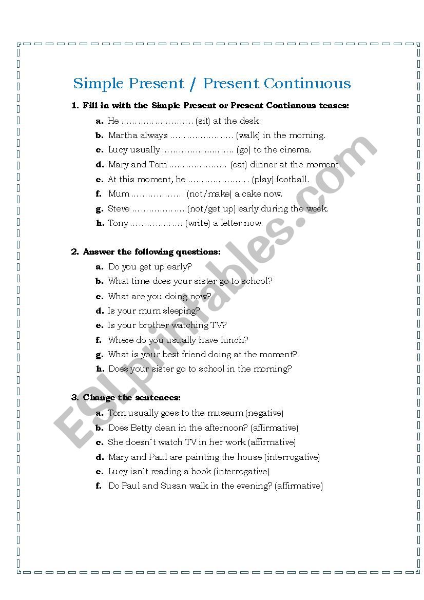 Simple Present-Present Continuous