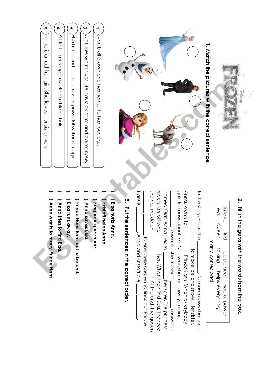 Frozen worksheet