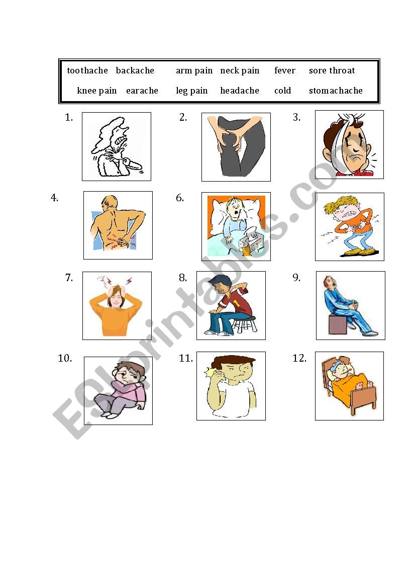 Pain and ache worksheet