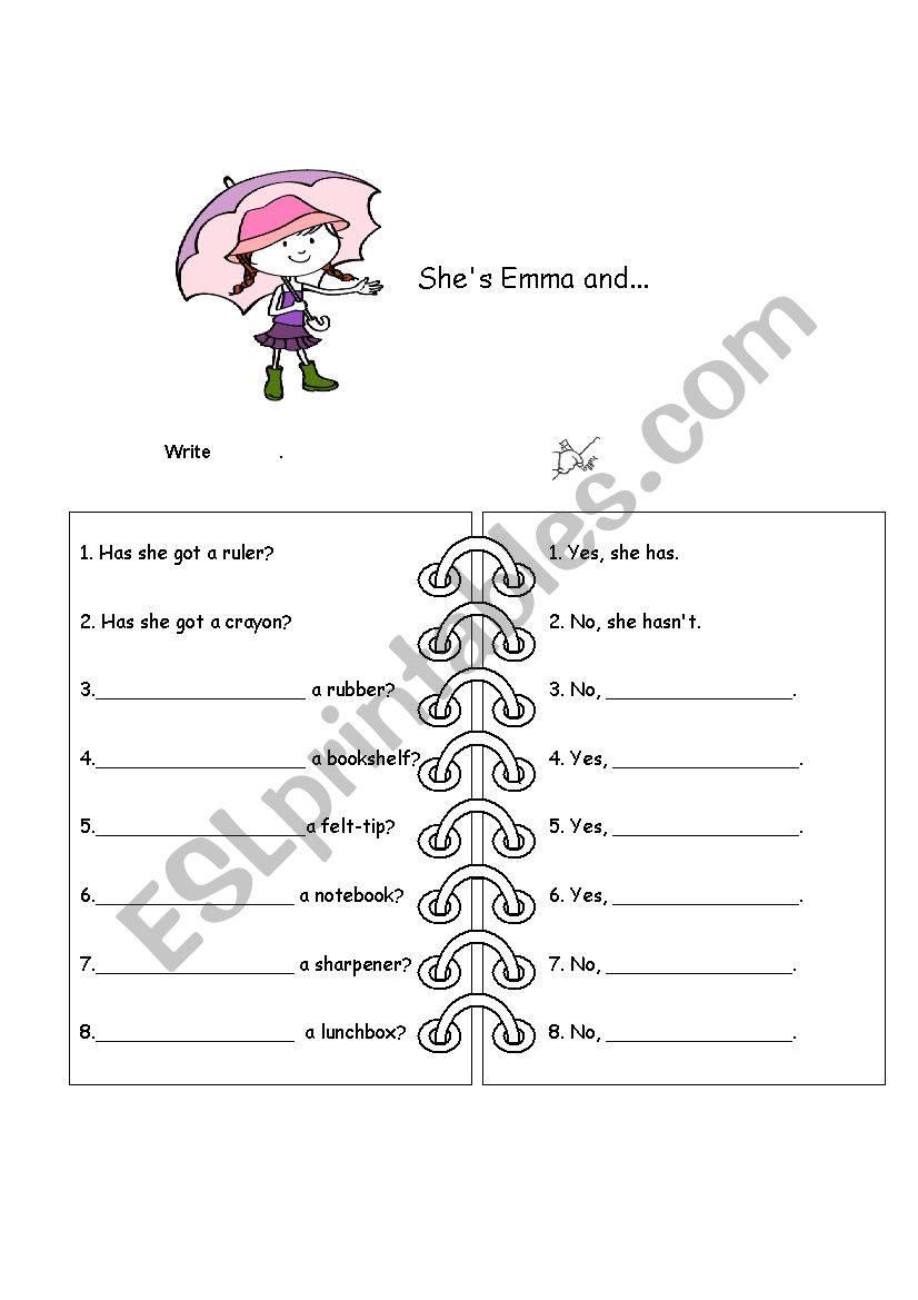 Has she got...? worksheet