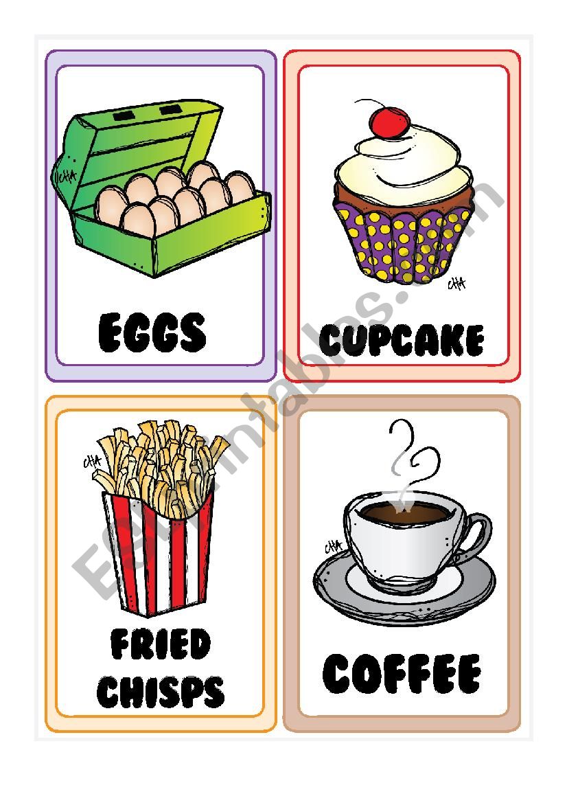 Food FLASHCARDS 2-5 worksheet