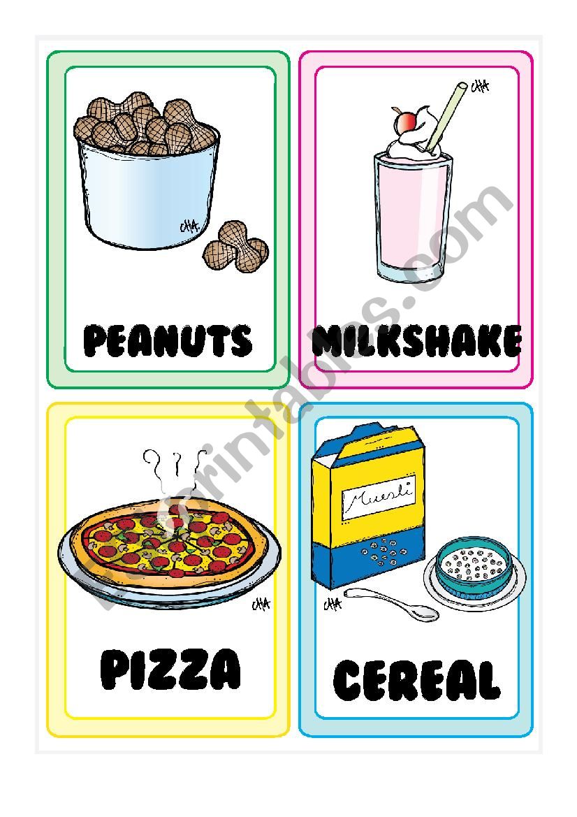 Food FLASHCARDS 3-5 worksheet