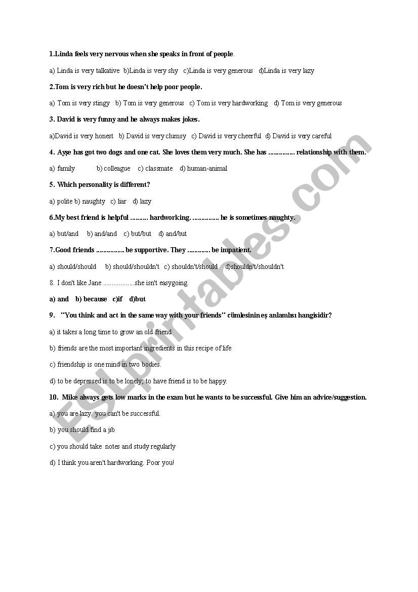 mixed test worksheet