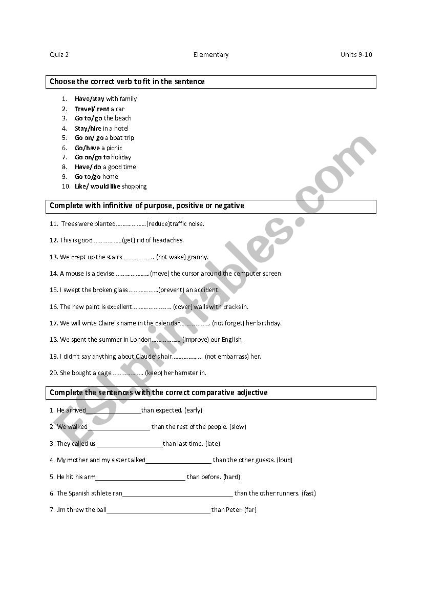 face2face elemn B test chapters 9-10