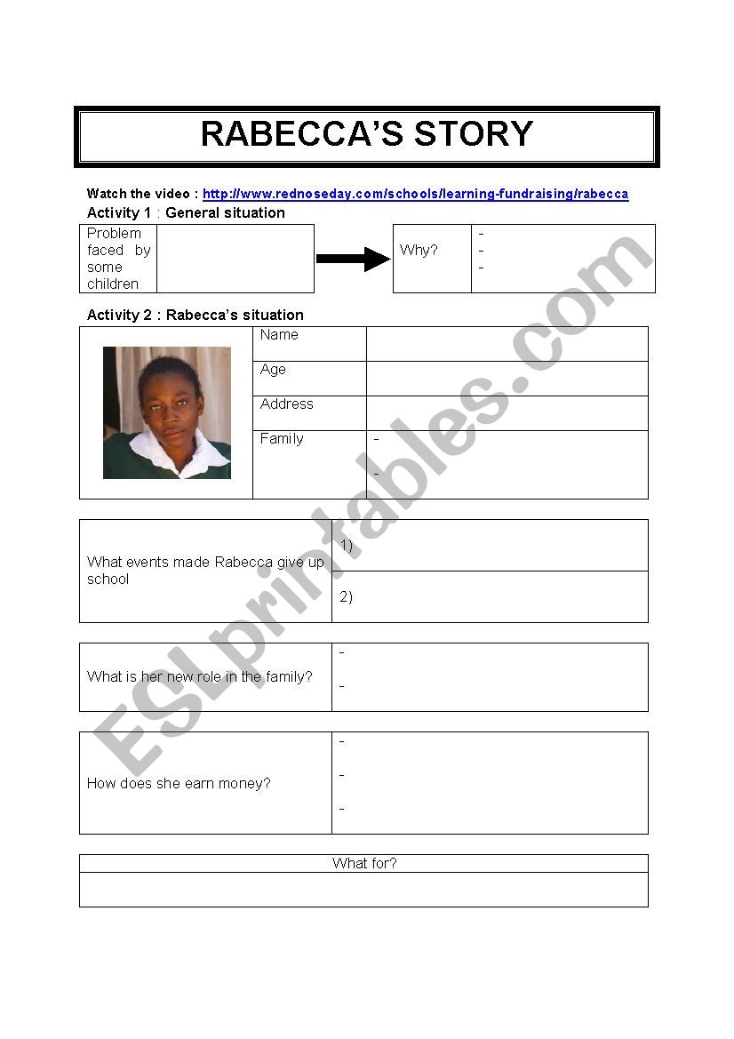 RabeccaÂ´s story worksheet