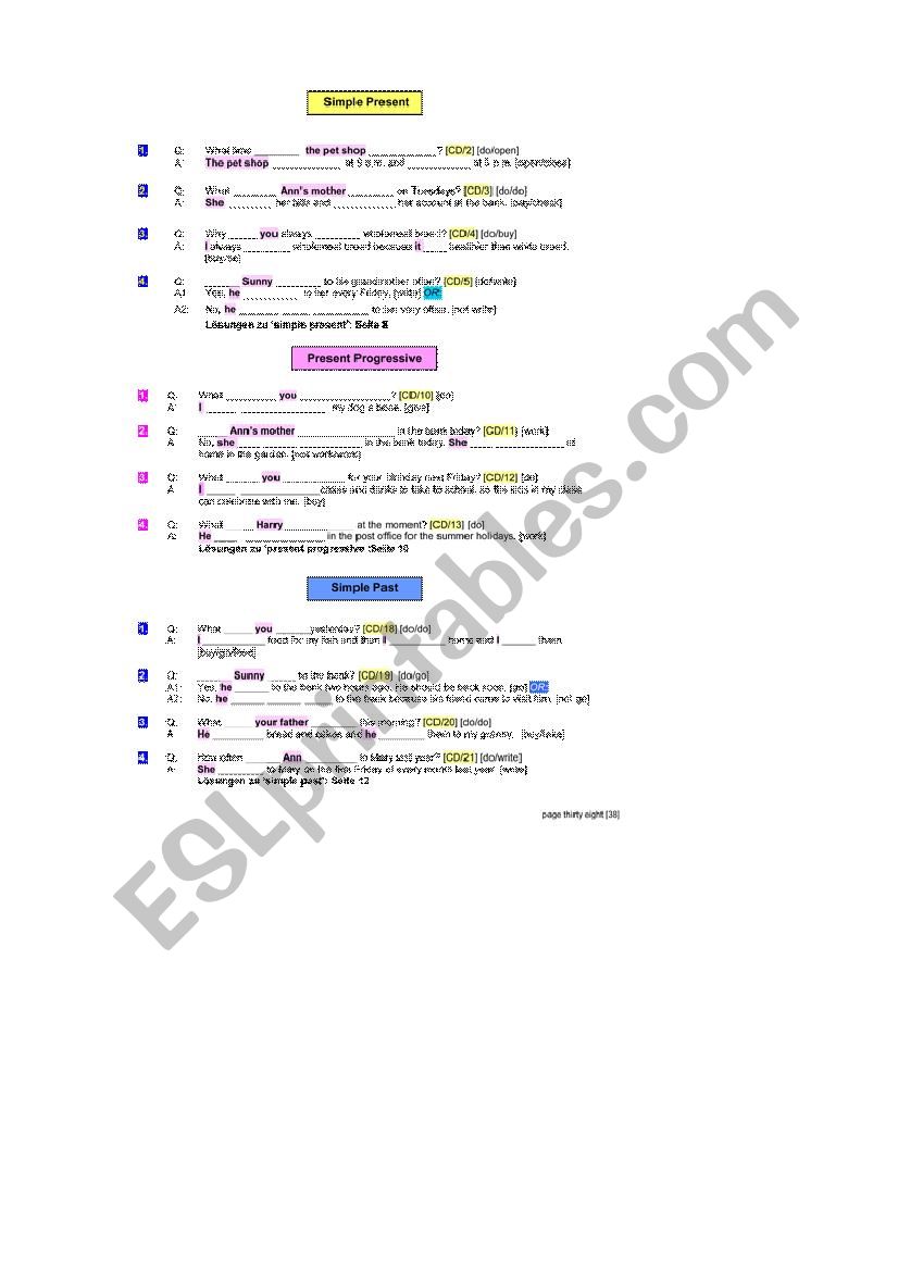 Exercises worksheet
