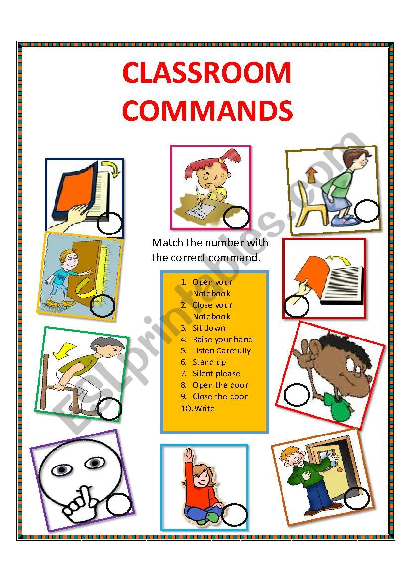 Classroom Commands worksheet