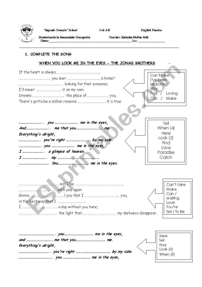 JONAS BROTHERS SONG TO PRACTICE SIMPLE PRESENT