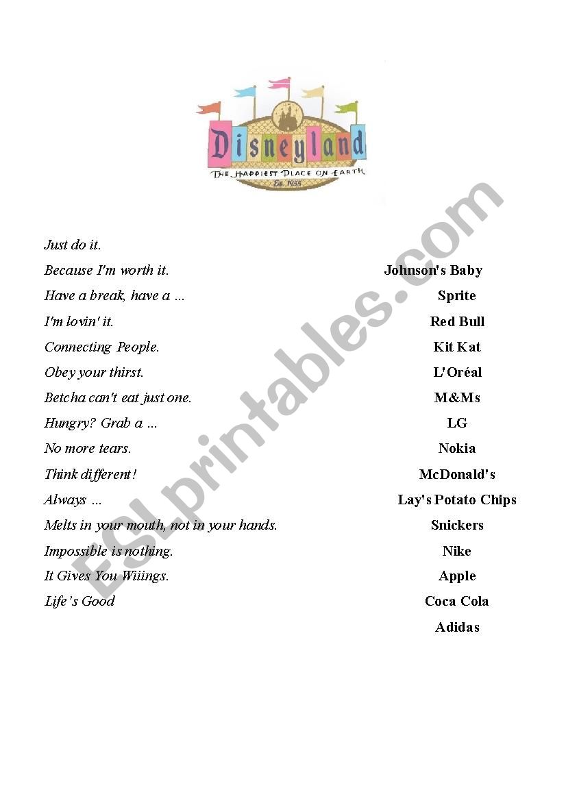 Advertising Slogans worksheet