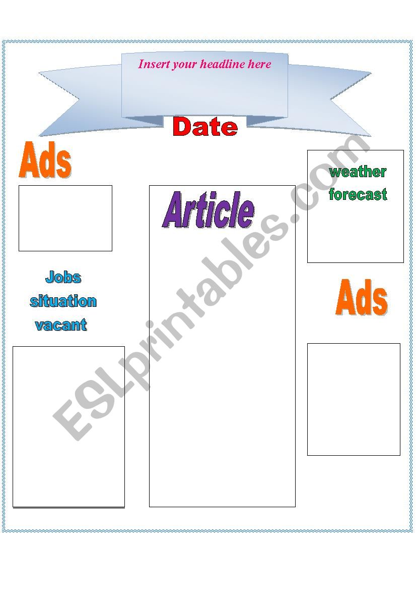 Newspaper Project worksheet