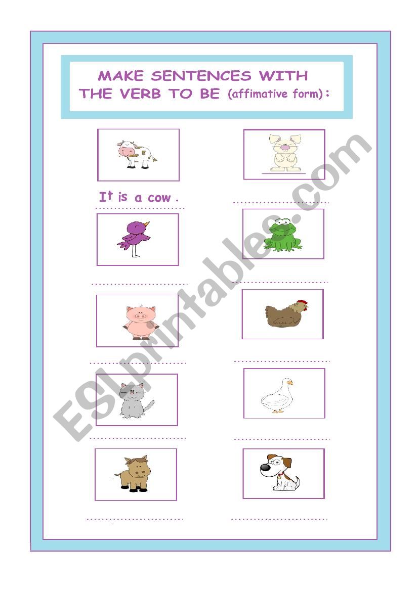 Animals (verb to be) worksheet