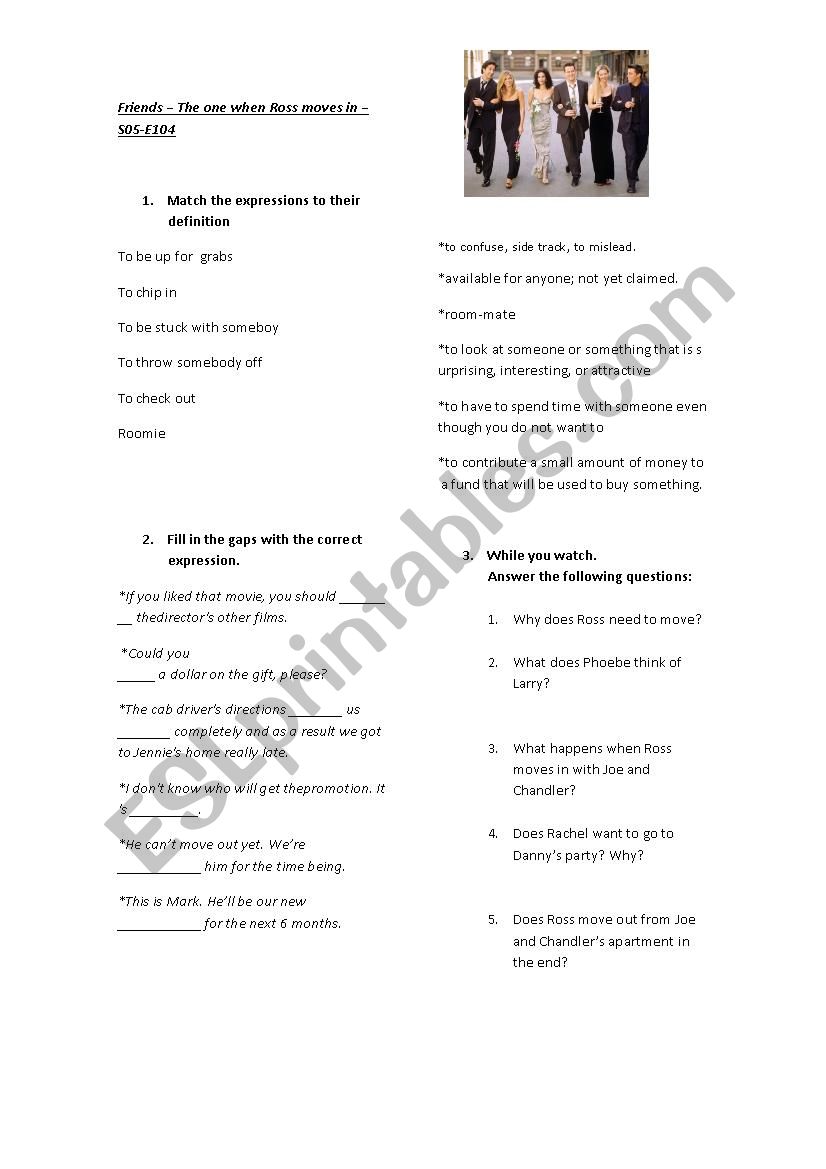 Friends S05-E104 worksheet