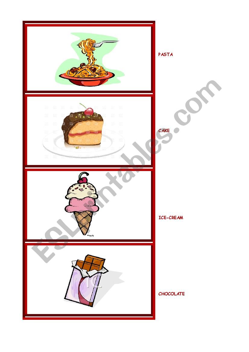 food flashcards worksheet