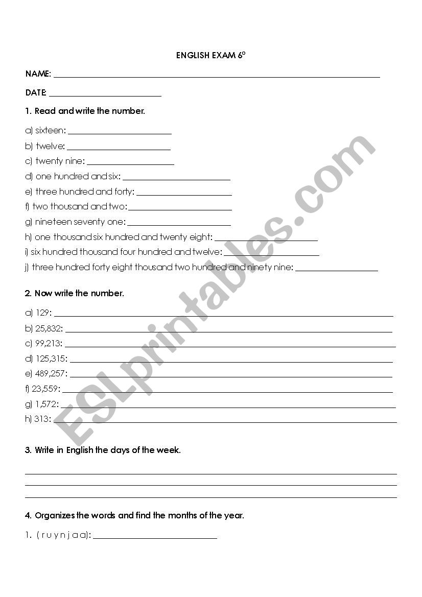 Numbers and animals worksheet