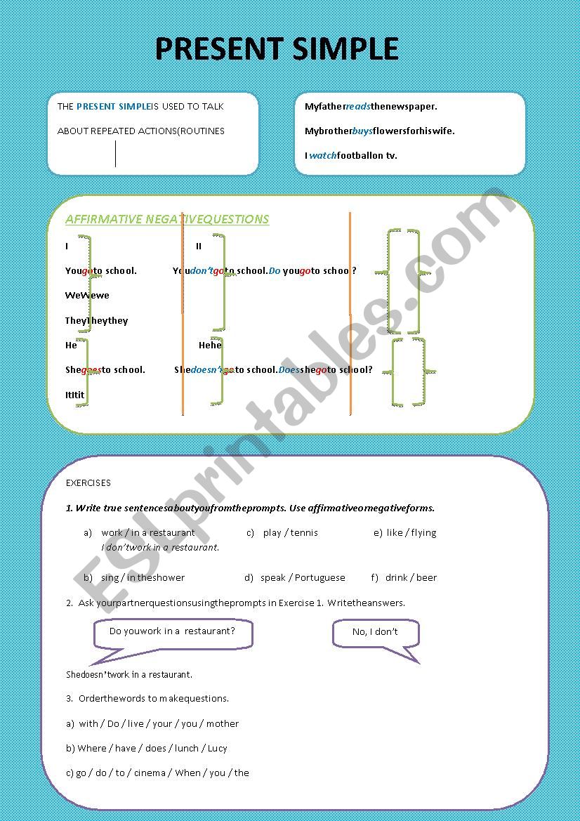 Present Simple worksheet