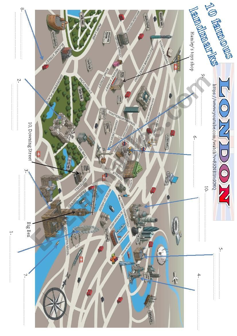 LONDON - Top 10 landmarks worksheet