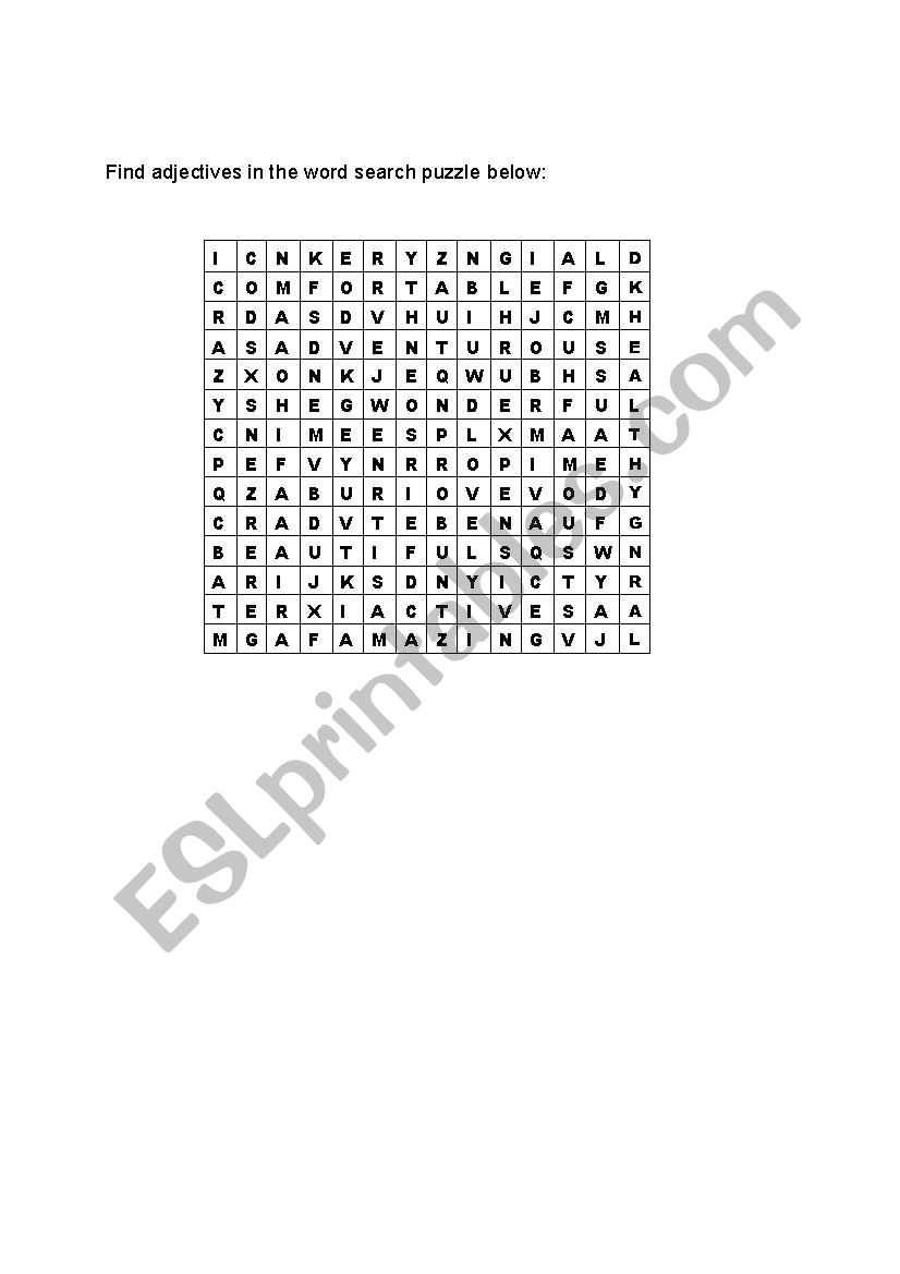 Word search puzzle worksheet