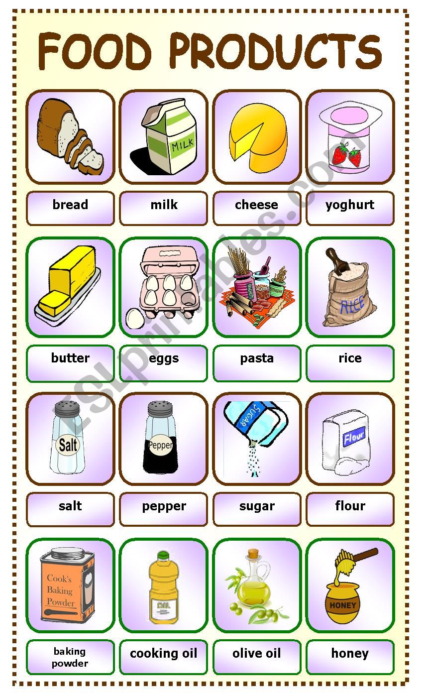 Food Products:pictionary_9 worksheet