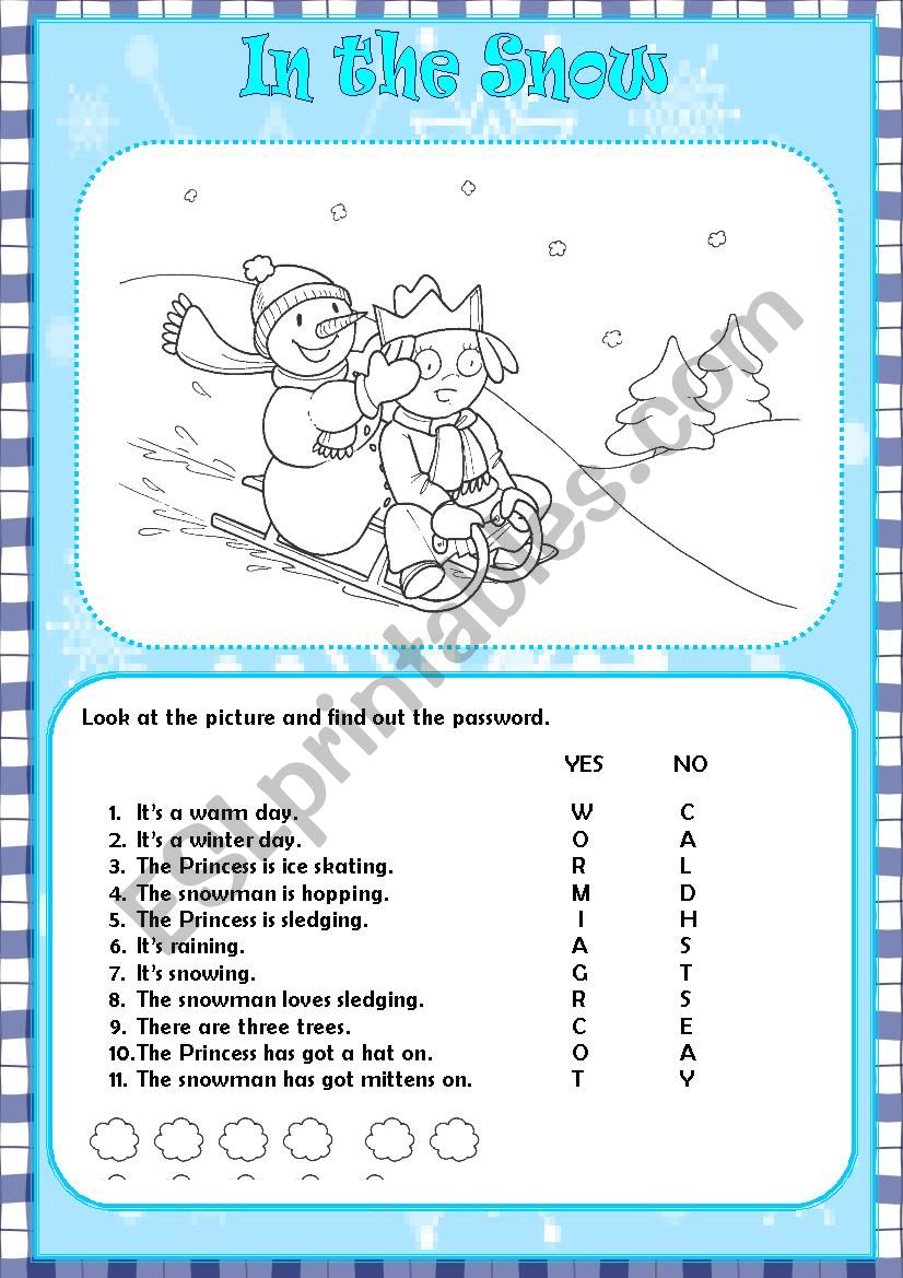 In the Snow worksheet