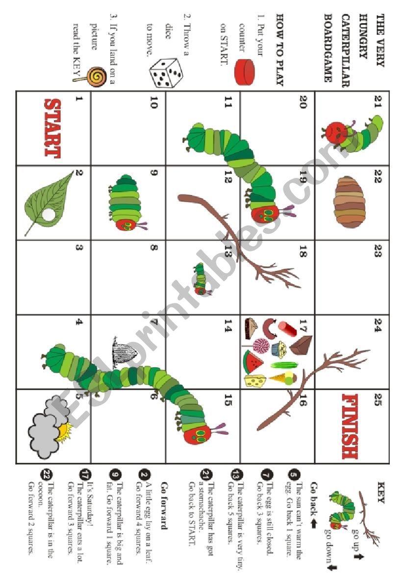 Caterpillar Board  Game worksheet