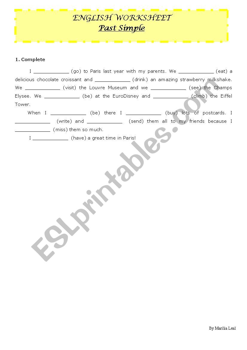 Past Simple worksheet