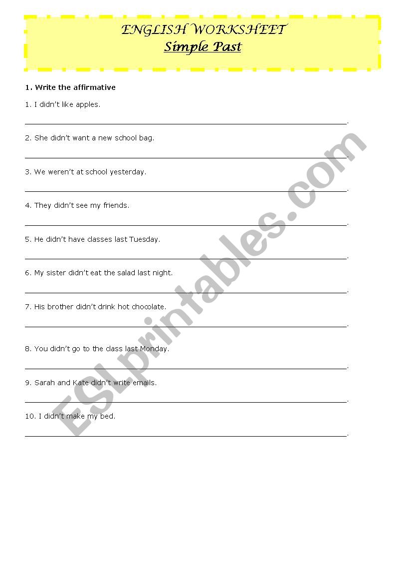 Simple Past worksheet