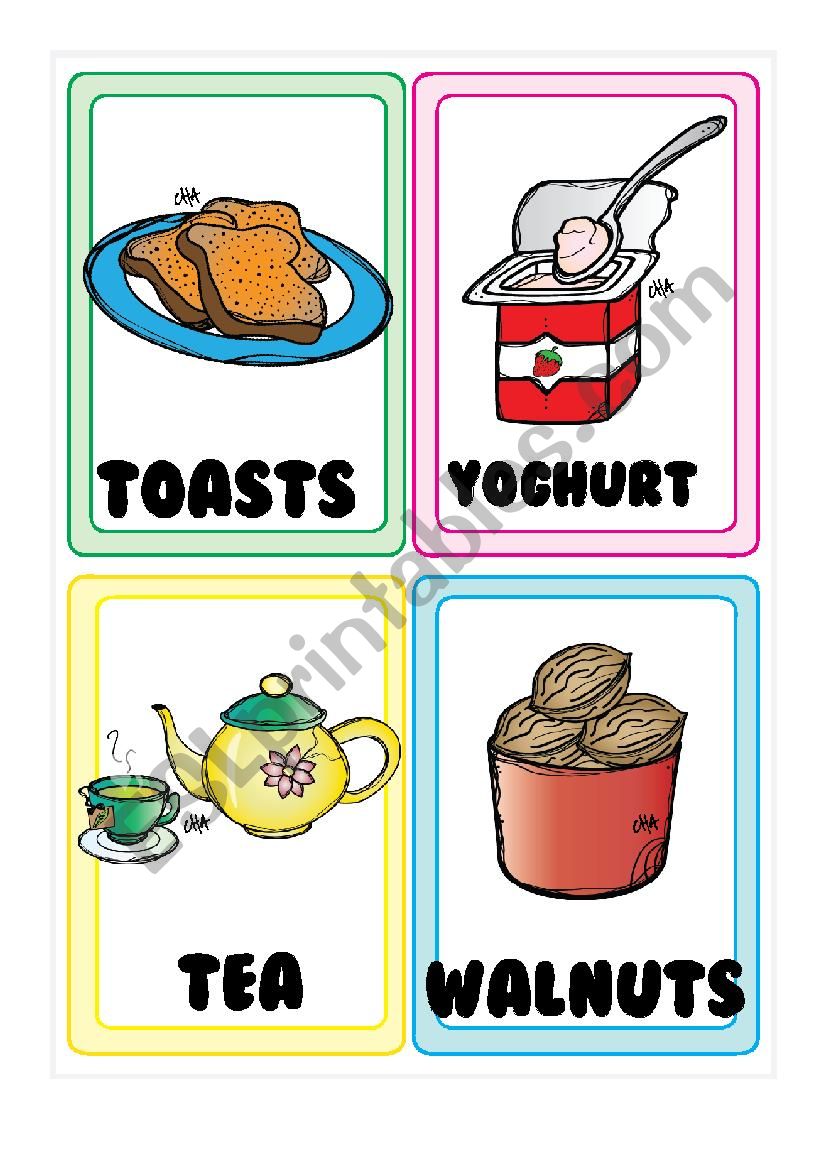 Food FLASHCARDS 5-5 worksheet