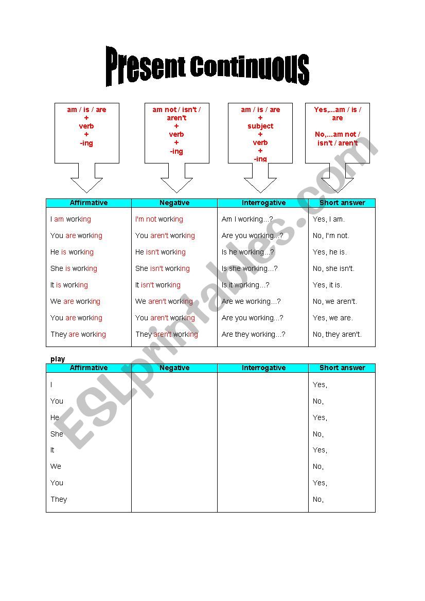 Present Continuous worksheet