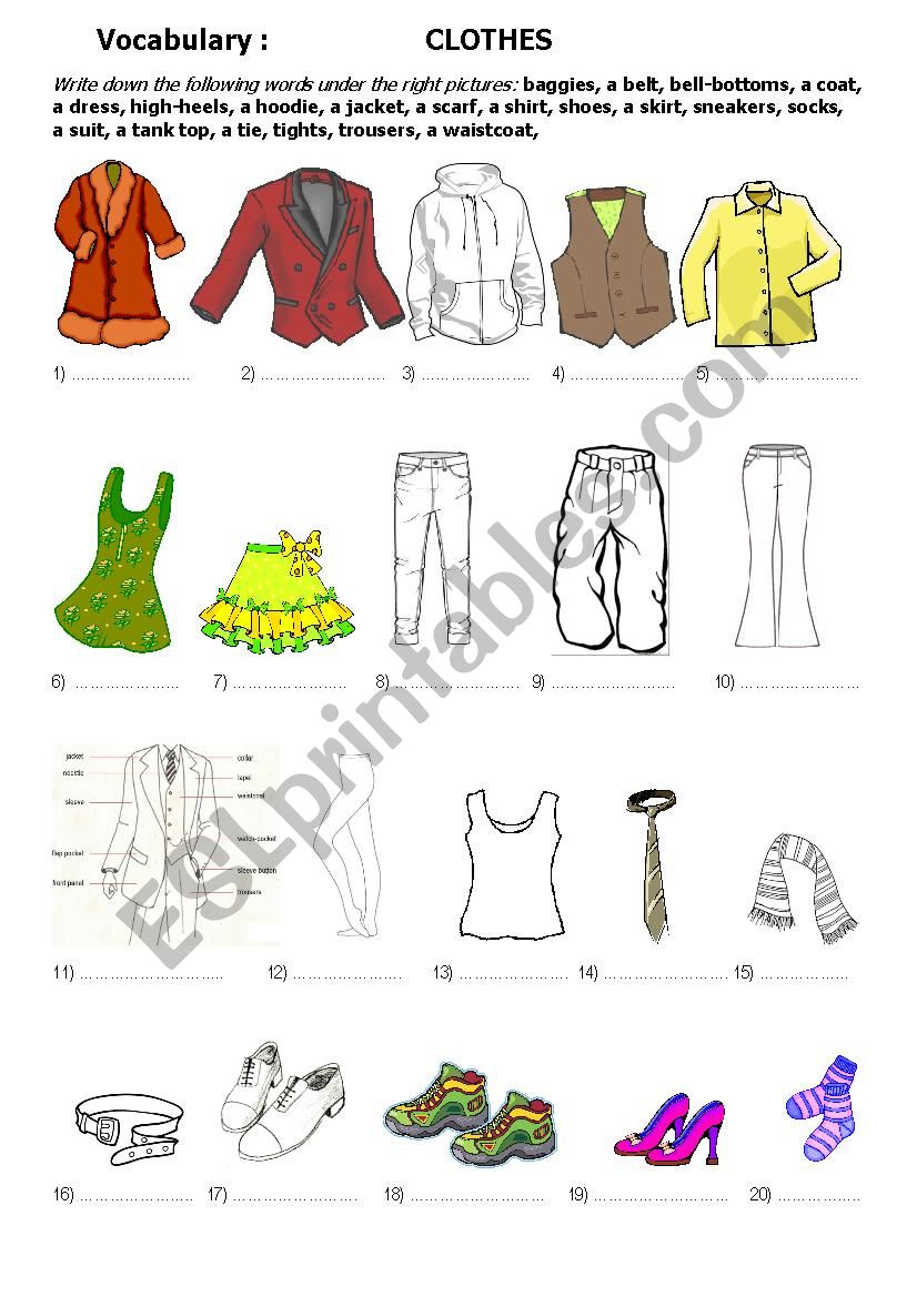 Vocabulary: Clothes  worksheet