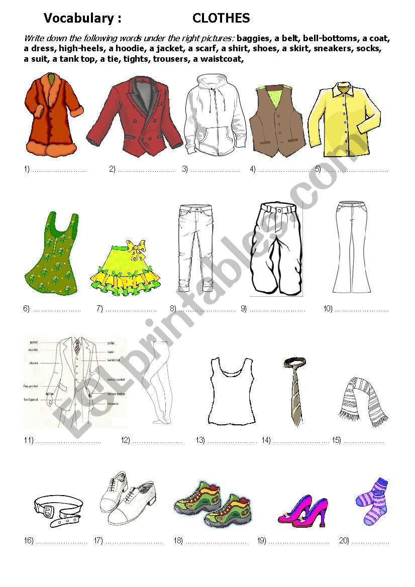 Vocabulary: Clothes  worksheet