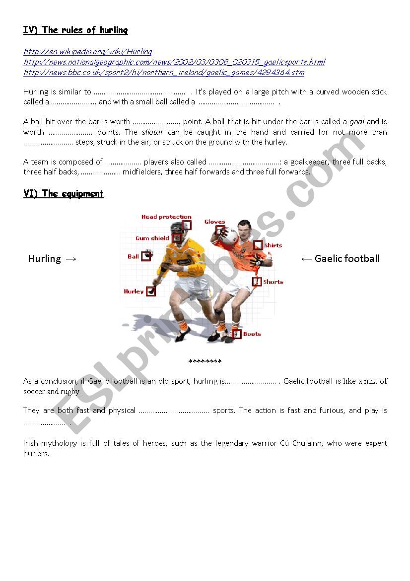 Irish sports : Gaelic football and hurling - Part 2