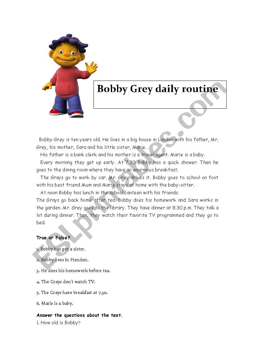 daily routine worksheet